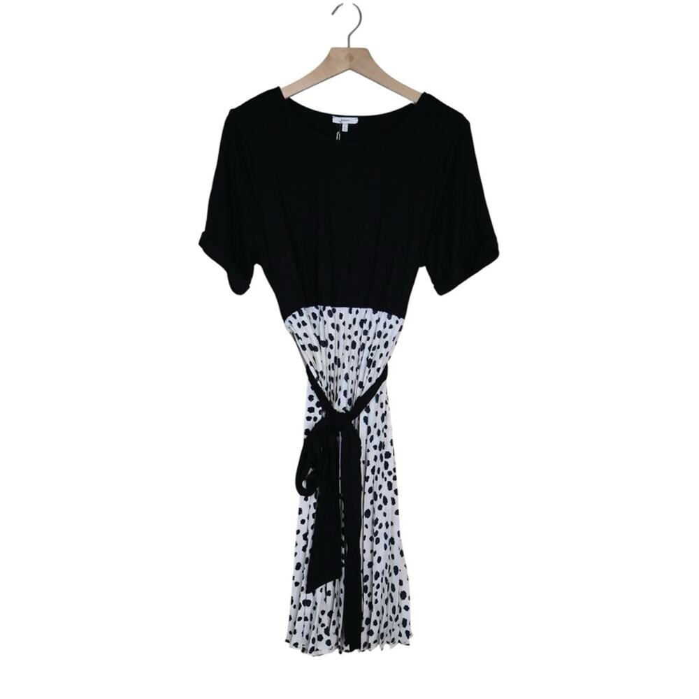 Jofifl Women's L Black Dot Belted Dress NEW